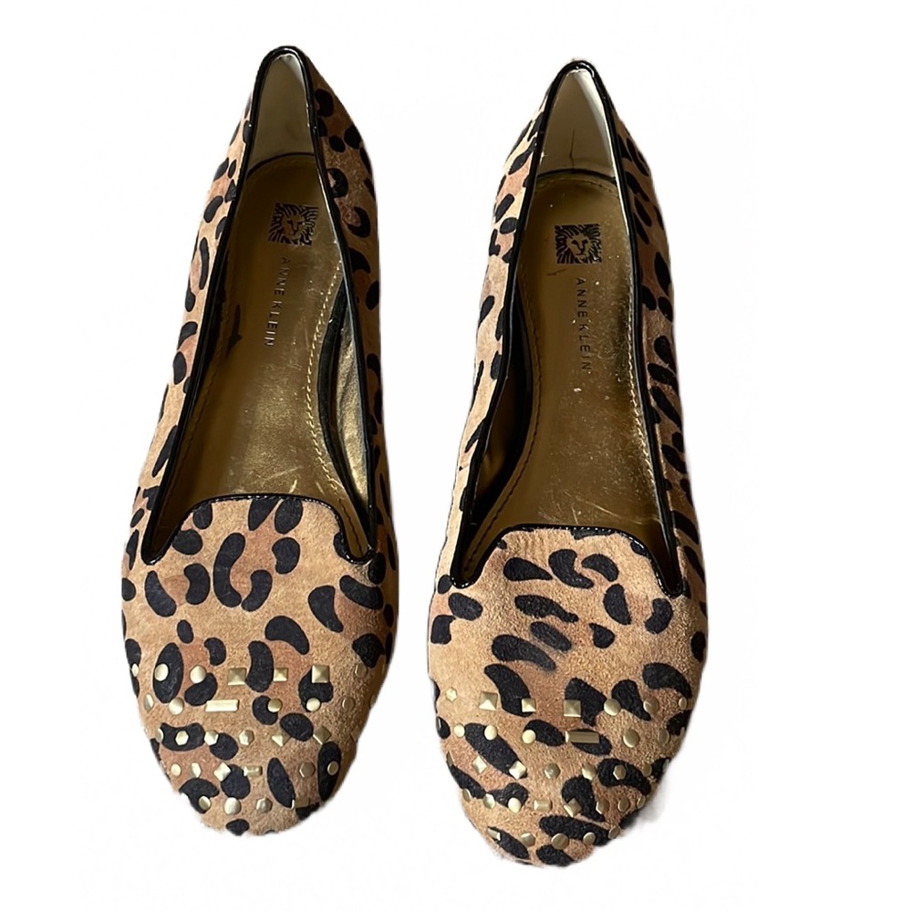 Anne Klein Leopard Print Studded Flats
